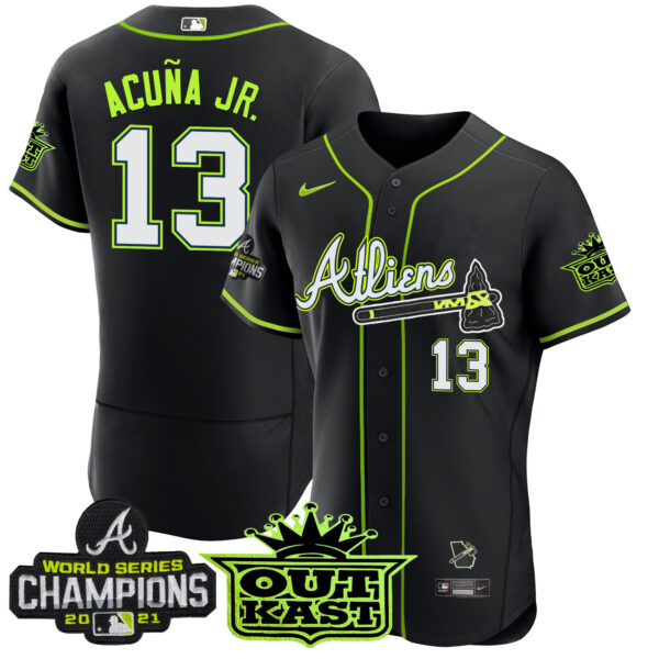 Men's Atlanta Braves Atliens Champions Flex Base Jersey - All Stitched - Image 46