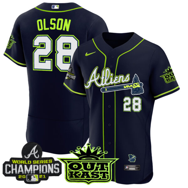 Men's Atlanta Braves Atliens Champions Flex Base Jersey - All Stitched - Image 7