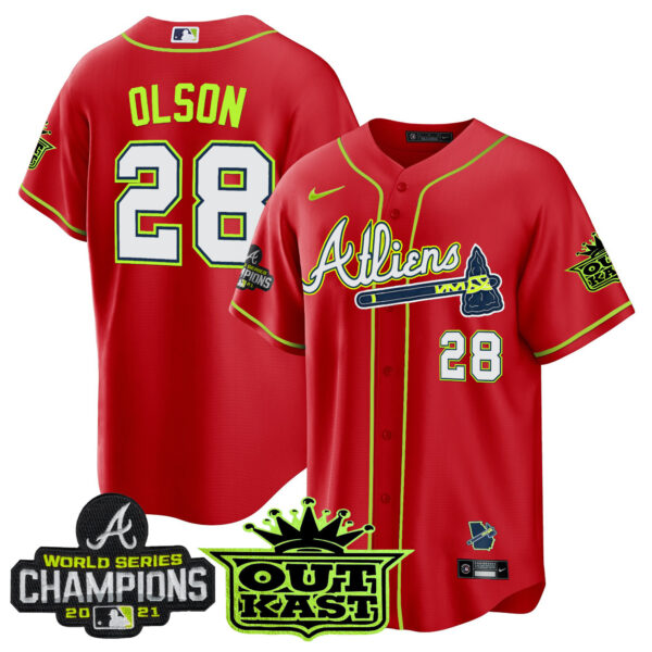Men's Atlanta Braves Atliens Champions Cool Base Jersey - All Stitched - Image 43