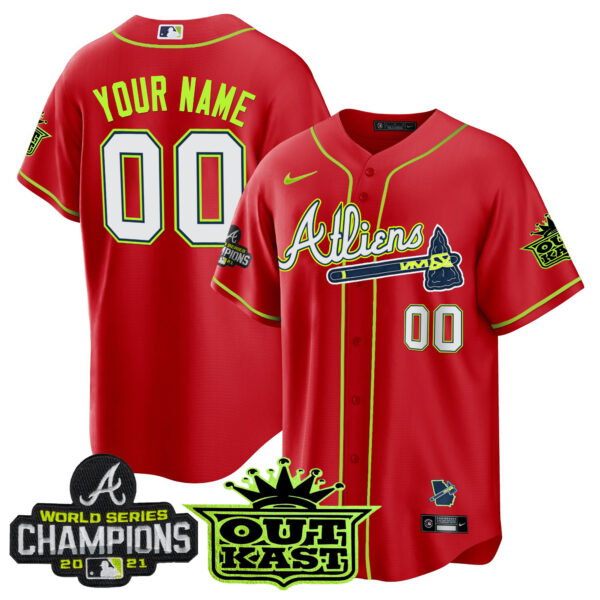 Atlanta Braves Atliens Champions Cool Base Custom Jersey - All Stitched - Image 5