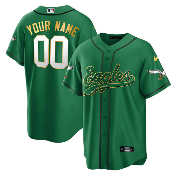 Eagles Kelly Green Baseball Custom Jersey - All Stitched - Image 4
