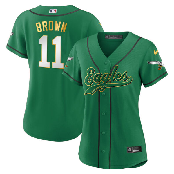 Women's Eagles Kelly Green Baseball Jersey - All Stitched - Image 37