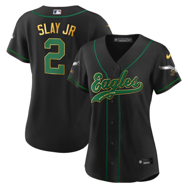 Women's Eagles Kelly Green Baseball Jersey - All Stitched - Image 59