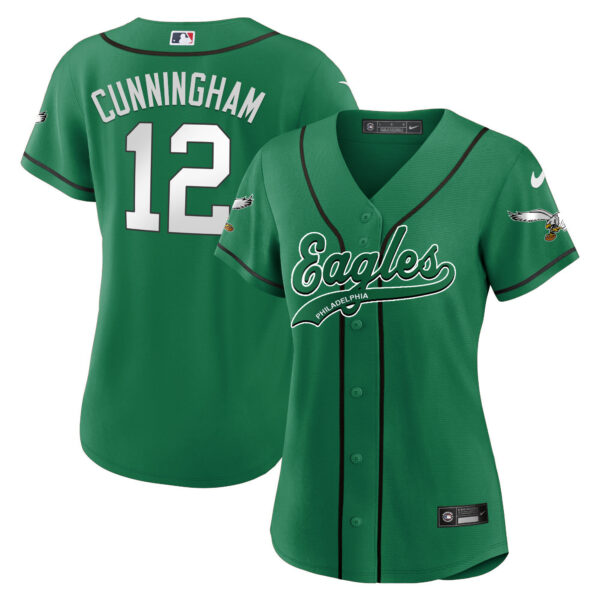 Women's Eagles Kelly Green Baseball Jersey - All Stitched - Image 4