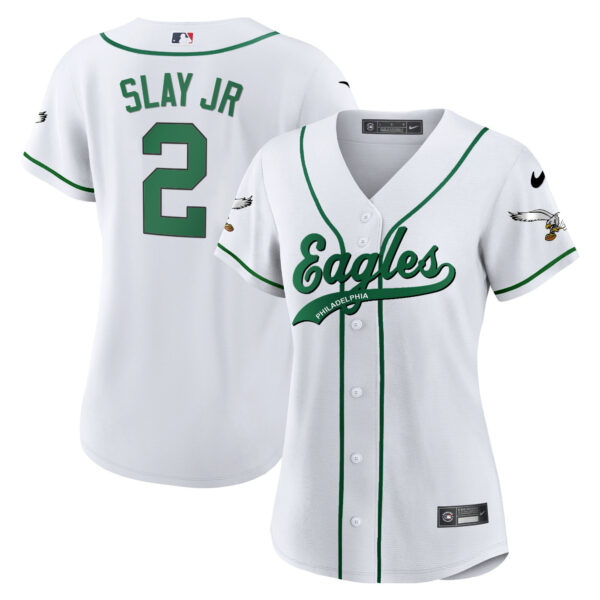 Women's Eagles Kelly Green Baseball Jersey - All Stitched - Image 19
