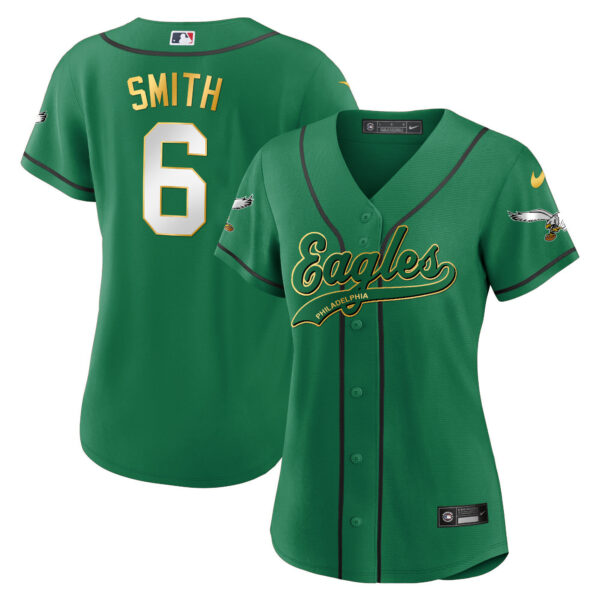 Women's Eagles Kelly Green Baseball Jersey - All Stitched - Image 33
