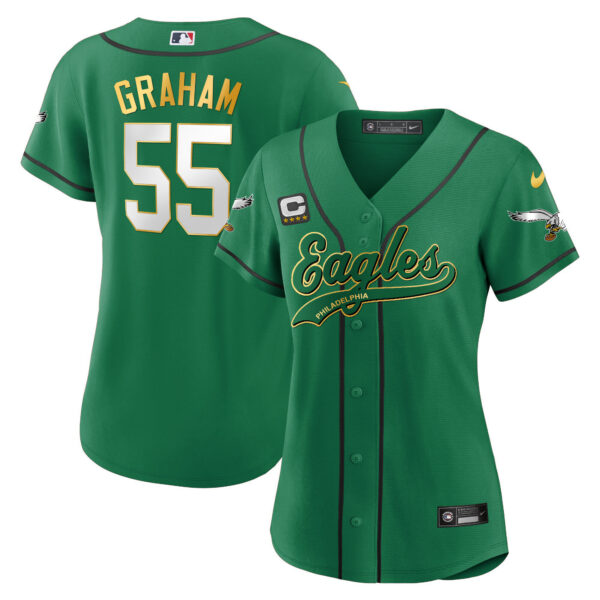 Women's Eagles Kelly Green Baseball Jersey - All Stitched - Image 35