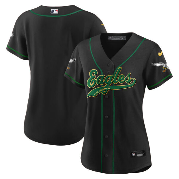 Women's Eagles Kelly Green Baseball Jersey - All Stitched - Image 60