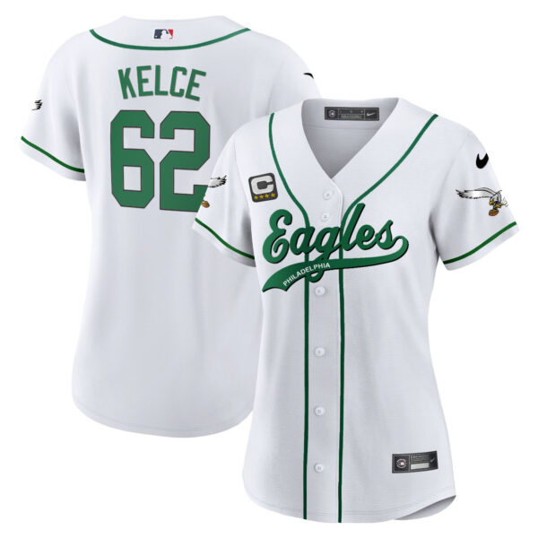 Women's Eagles Kelly Green Baseball Jersey - All Stitched - Image 18