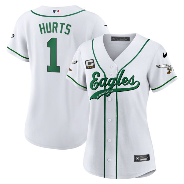 Women's Eagles Kelly Green Baseball Jersey - All Stitched - Image 12