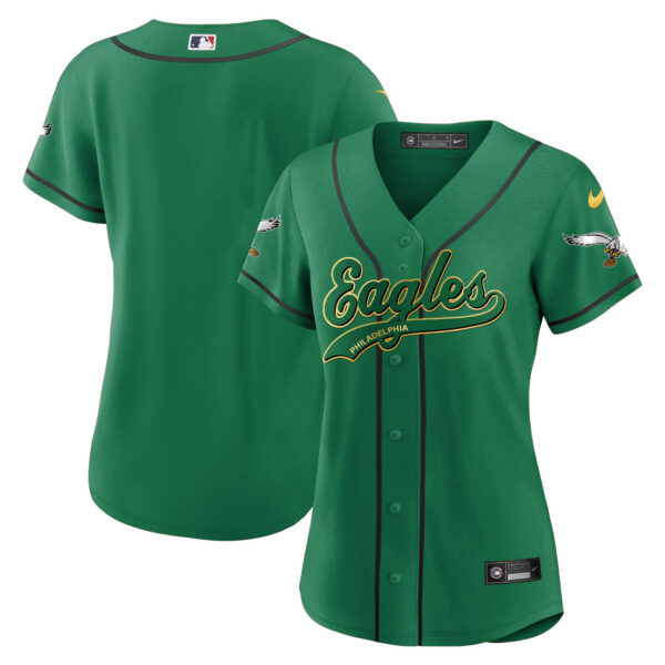Women's Eagles Kelly Green Baseball Jersey - All Stitched - Image 40