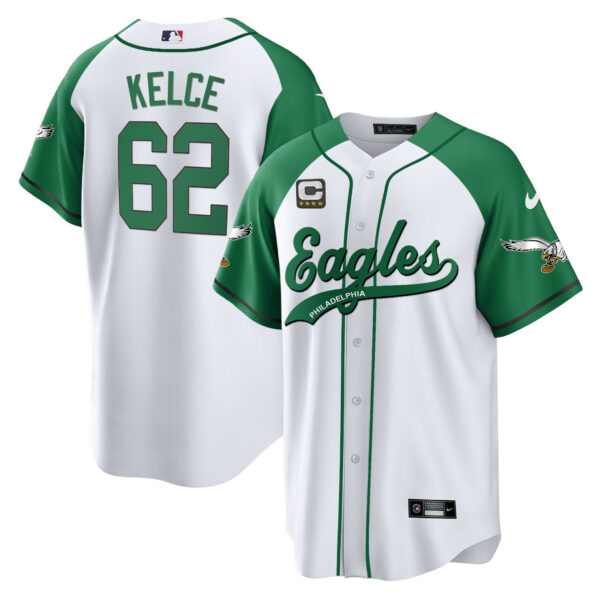 Men's Eagles Kelly Green Baseball Jersey V2 - All Stitched - Image 7
