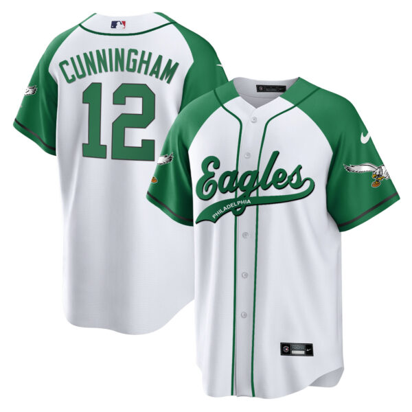 Men's Eagles Kelly Green Baseball Jersey V2 - All Stitched - Image 3