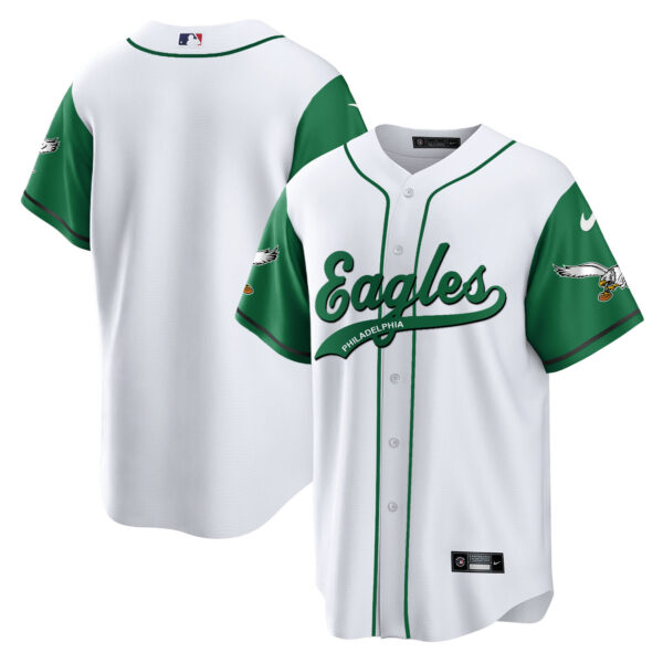 Men's Eagles Kelly Green Baseball Jersey V2 - All Stitched - Image 18