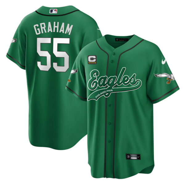Men's Eagles Kelly Green Baseball Jersey V2 - All Stitched - Image 40