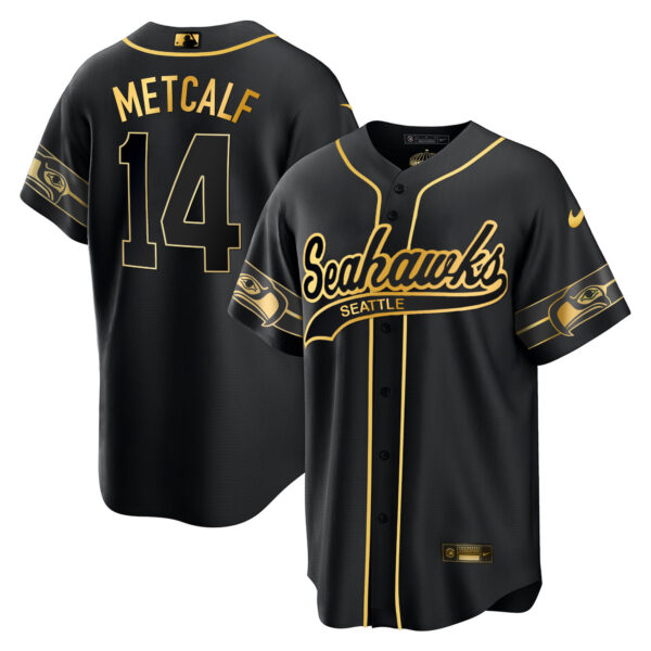 Men's Seahawks Throwback & Gold Cool Base Jersey - All Stitched - Image 36