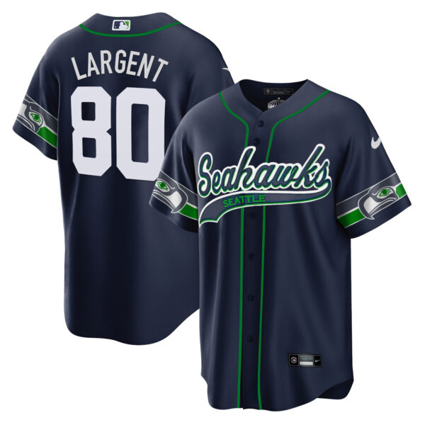 Men's Seahawks Throwback & Gold Cool Base Jersey V2 - All Stitched - Image 6