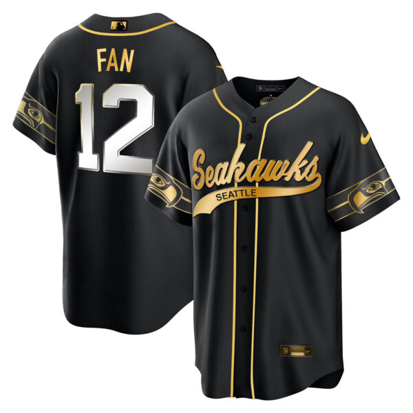 Men's Seahawks Throwback & Gold Cool Base Jersey V2 - All Stitched - Image 47