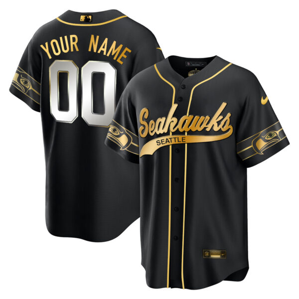 Seahawks Throwback & Gold Cool Base Custom Jersey V2 - All Stitched - Image 6