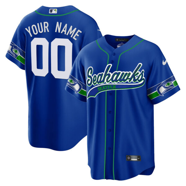 Seahawks Throwback & Gold Cool Base Custom Jersey V2 - All Stitched - Image 3