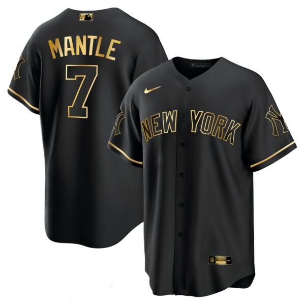 Men's New York Yankees White Gold & Black Gold Jersey - All Stitched - Image 8