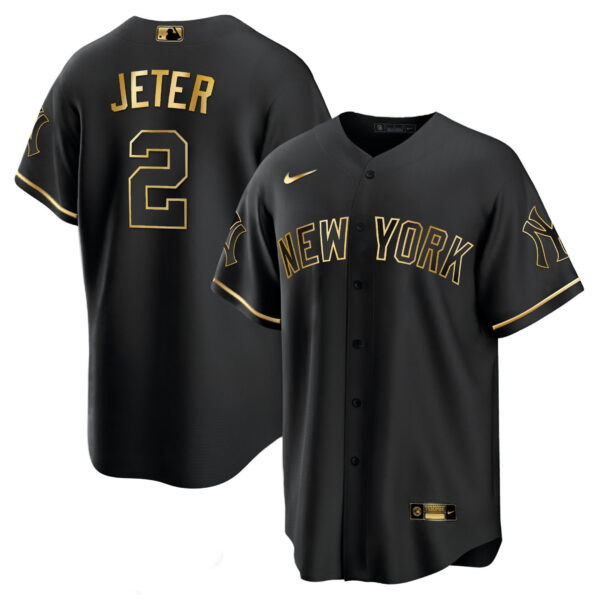 Men's New York Yankees White Gold & Black Gold Jersey - All Stitched - Image 6