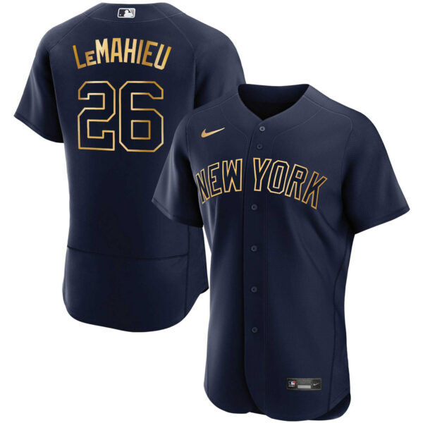 New York Yankees Navy Gold Jersey - All Stitched - Image 3