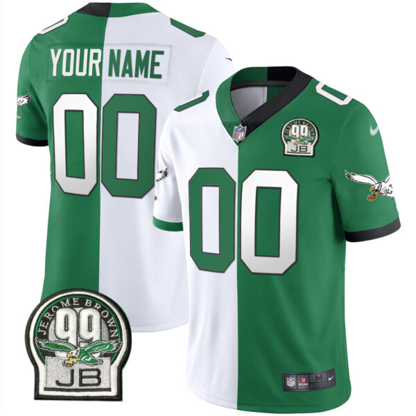 Eagles Jerome Brown Retired Patch Gold & Kelly Custom Jersey - All Stitched - Image 4