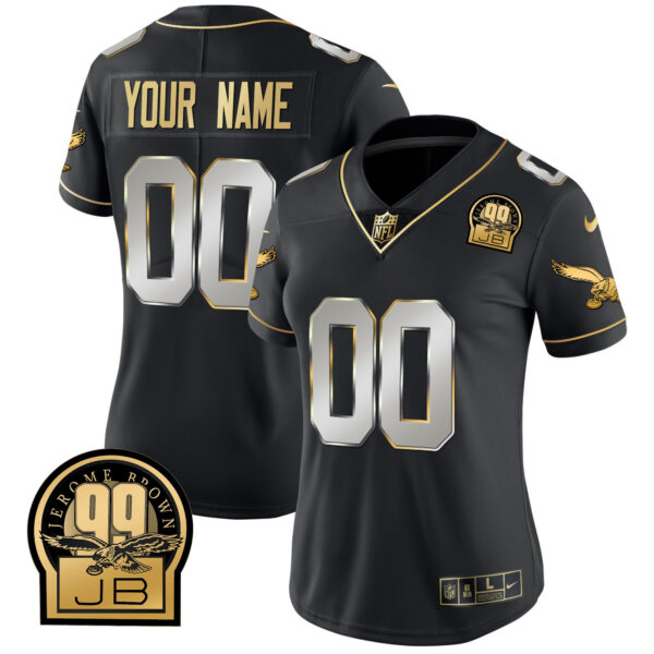 Eagles Jerome Brown Retired Patch Gold & Kelly Custom Jersey - All Stitched - Image 12