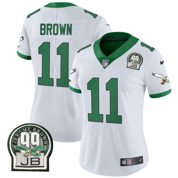 Women's Eagles Jerome Brown Retired Patch Gold & Kelly Jersey - All Stitched - Image 6