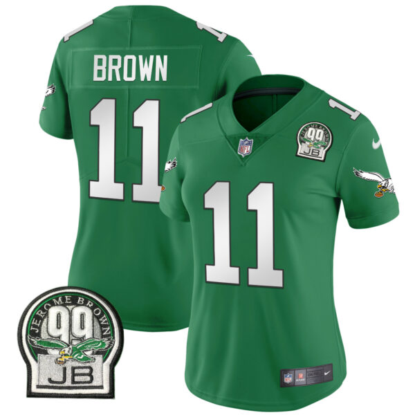 Women's Eagles Jerome Brown Retired Patch Gold & Kelly Jersey - All Stitched - Image 15