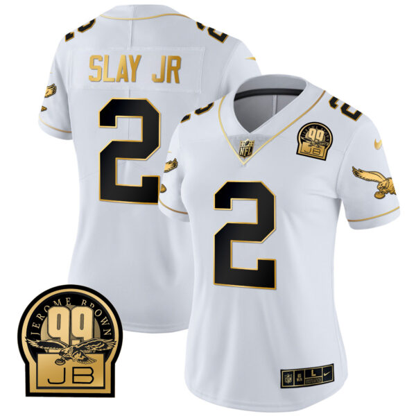 Women's Eagles Jerome Brown Retired Patch Gold & Kelly Jersey - All Stitched - Image 53