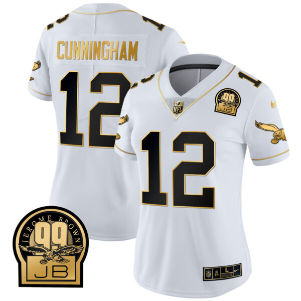 Women's Eagles Jerome Brown Retired Patch Gold & Kelly Jersey - All Stitched - Image 48