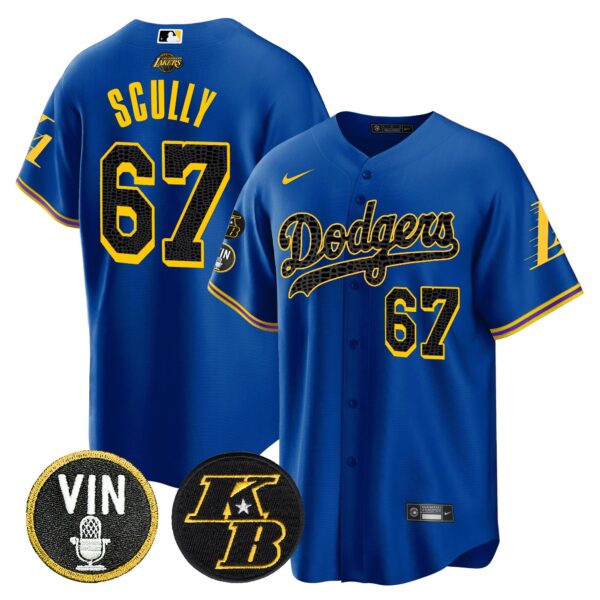 Men's Dodgers Bryant & Vin Patch Cool Base Mamba Jersey - All Stitched - Image 23