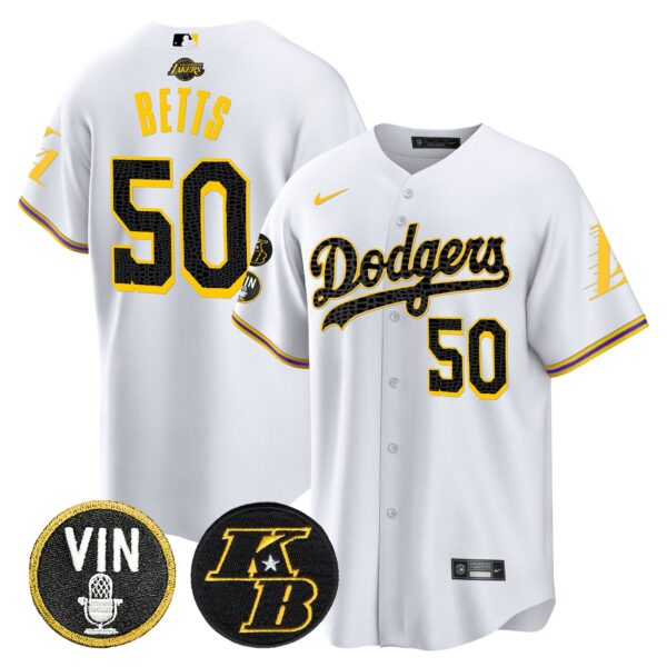 Men's Dodgers Bryant & Vin Patch Cool Base Mamba Jersey - All Stitched - Image 10