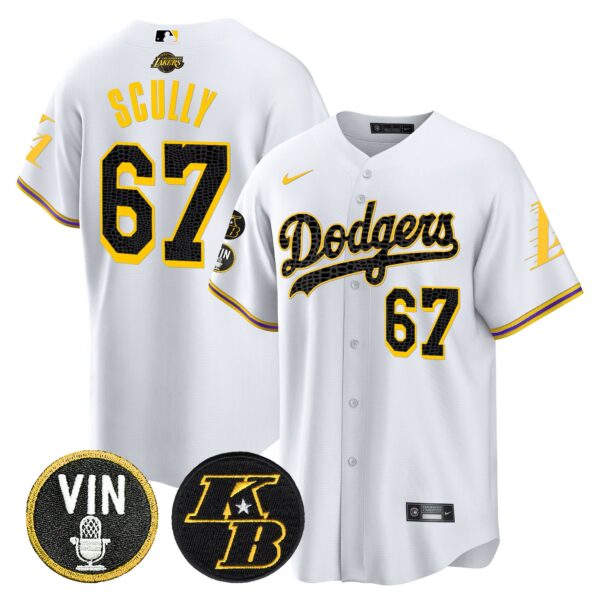 Men's Dodgers Bryant & Vin Patch Cool Base Mamba Jersey - All Stitched - Image 15