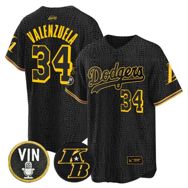 Men's Dodgers Bryant & Vin Patch Cool Base Mamba Jersey - All Stitched - Image 5