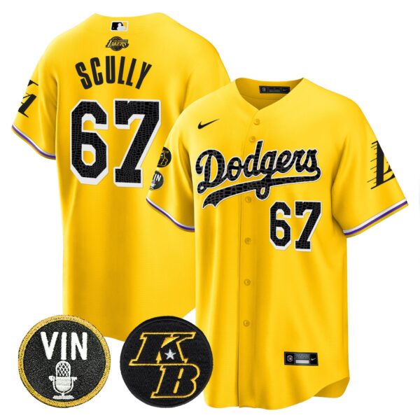Men's Dodgers Bryant & Vin Patch Cool Base Mamba Jersey - All Stitched - Image 31