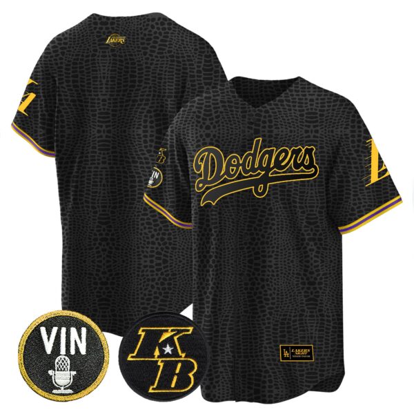 Men's Dodgers Bryant & Vin Patch Cool Base Mamba Jersey - All Stitched - Image 8