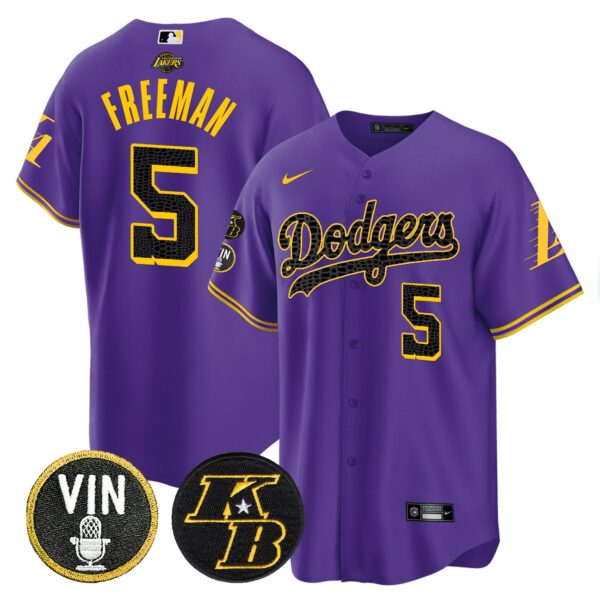 Men's Dodgers Bryant & Vin Patch Cool Base Mamba Jersey - All Stitched - Image 35