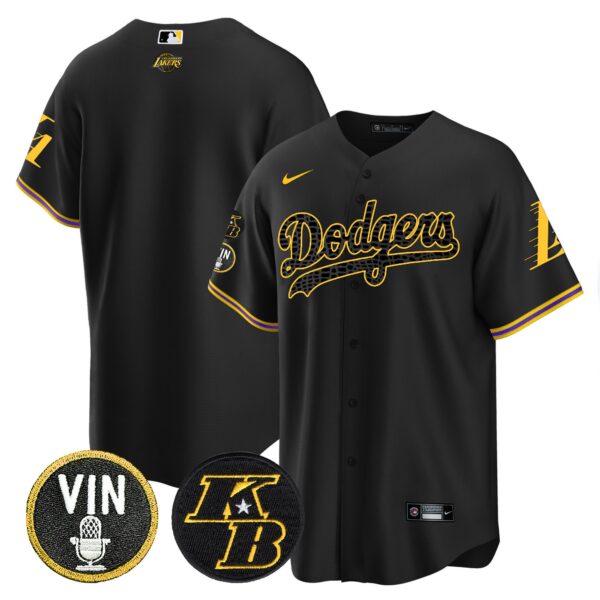Men's Dodgers Bryant & Vin Patch Cool Base Mamba Jersey - All Stitched - Image 48