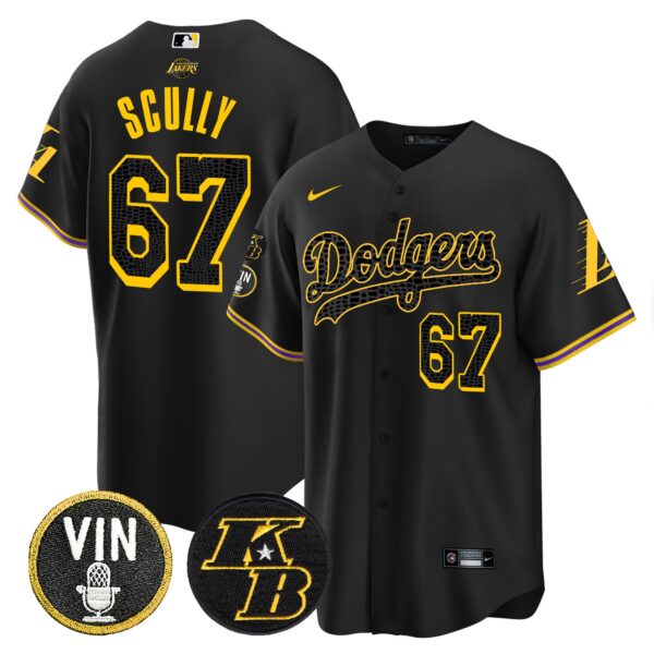 Men's Dodgers Bryant & Vin Patch Cool Base Mamba Jersey - All Stitched - Image 47