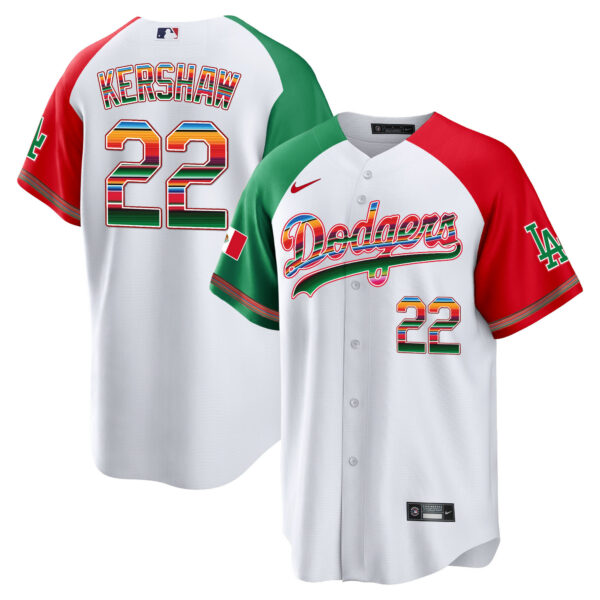 Clayton Kershaw Dodgers Mexico Cool Base Limited Jersey - All Stitched - Image 4
