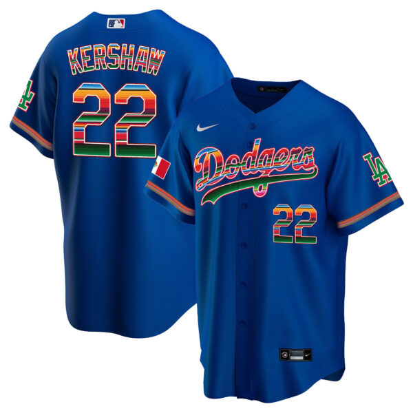 Clayton Kershaw Dodgers Mexico Cool Base Limited Jersey - All Stitched - Image 2