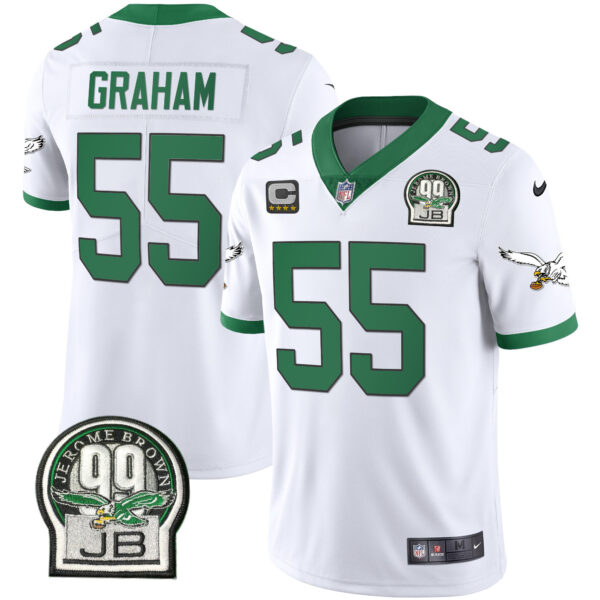 Men's Eagles Jerome Brown Retired Patch Gold & Kelly Jersey - All Stitched - Image 4
