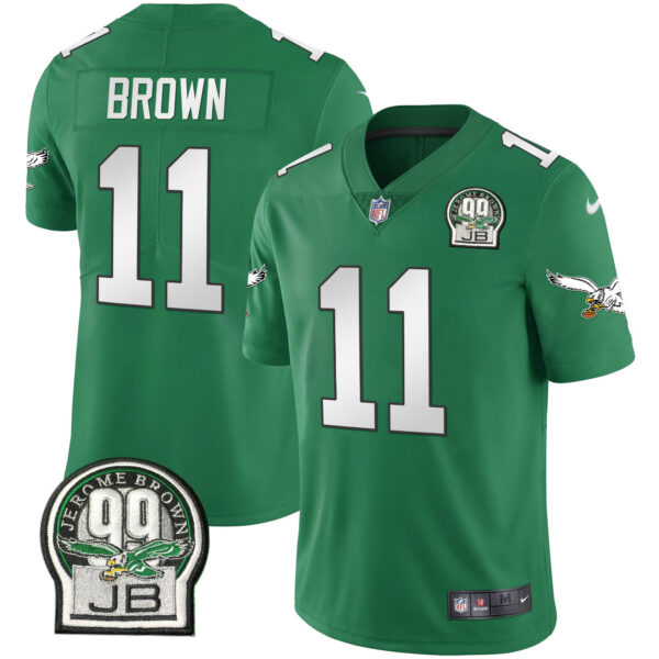 Men's Eagles Jerome Brown Retired Patch Gold & Kelly Jersey - All Stitched - Image 16