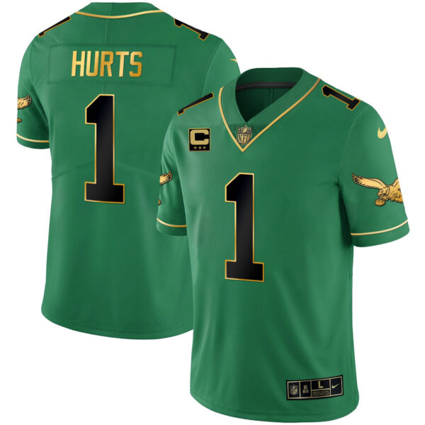 Men's Eagles Kelly Green Gold Jersey - All Stitched - Image 10