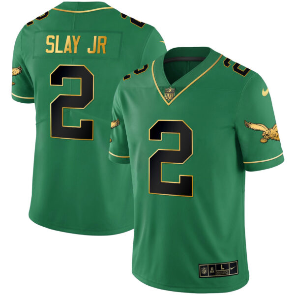 Men's Eagles Kelly Green Gold Jersey - All Stitched - Image 17