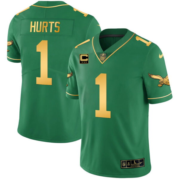 Men's Eagles Kelly Green Gold Jersey - All Stitched - Image 37