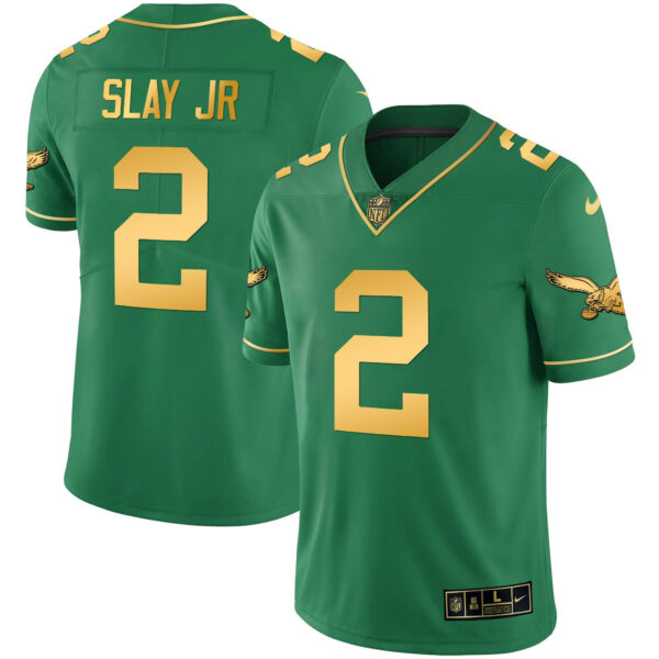 Men's Eagles Kelly Green Gold Jersey - All Stitched - Image 44